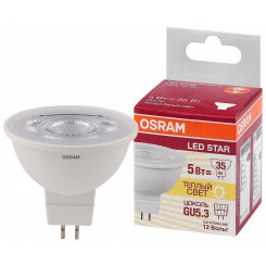 Лампа светодиодная LED 5Вт GU5.3 3000К 350лм 12V CL MR16 (замена 35Вт) OSRAM LS