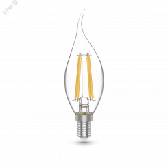 Лампа светодиодная LED 4.5 Вт 420 Лм 4100К белая Е14 Свеча на ветру Basic Filament Gauss