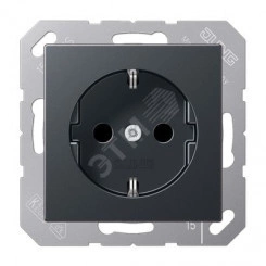 Штепсельная розетка SCHUKO одинарная, с заземлением, с шторками, 16A, 250В (механизм + накладка, без рамки). Серия A500 Материал- термопласт Цвет- матовый антрацит Штепсельная розетка SCHUKO одинарная, с заземлением, с шторками, 16A, 250В (механизм + накладка, без рамки). Серия A500 Материал- термопласт Цвет- матовый антрацит