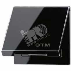 Крышка откидная для штепсельных розеток с платой 50?50 мм  черная