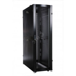 Шкаф серверный ПРОФ напольный 48U (600х1200) дверь перфорированная задние двойные перфорированные черный в сборе