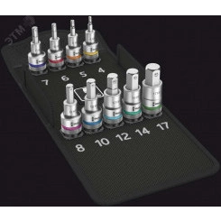 Набор головок торцевых 60 мм со вставкой под внутренний шестигранник 8740 C HF 1 Hex-Plus Zyklop с фиксацией крепежа DR 1/2 9 предметов Набор головок торцевых 60 мм со вставкой под внутренний шестигранник 8740 C HF 1 Hex-Plus Zyklop с фиксацией крепежа DR 1/2 9 предметов