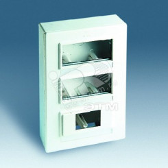 Коробка на 4 механизма 27 серии и 1 автоматич. выключателя, накладной монтаж, 250х150х60мм, сл.кость