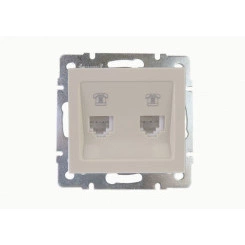 Розетка RAIN телефонная 2-ая евро крем механизм Розетка RAIN телефонная 2-ая евро крем механизм