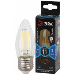 Лампа светодиодная F-LED B35-11w-840-E27  (филамент, свеча, 11Вт, нейтр, E27) (10/100/5000) ЭРА