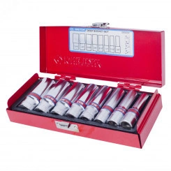 Набор глубоких торцевых головок 3/8', шестигранные, 3/8'-13/16', 8 предметов Набор глубоких торцевых головок 3/8', шестигранные, 3/8'-13/16', 8 предметов