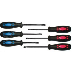 Отвертки ''Стандарт'', CrV сталь, магнитный наконечник, двухцветная прорезиненная ручка, набор 6 шт