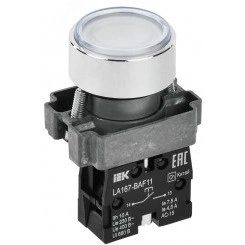Кнопка LA167-BAF11 d=22мм 1з белая IEK Кнопка LA167-BAF11 d=22мм 1з белая IEK