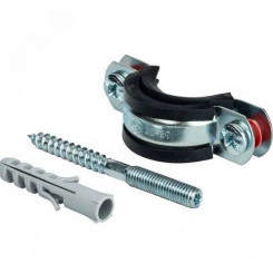 Хомут для труб, комплект: хомут+шпилька шуруп     +дюбель пластиковый 1 1/2