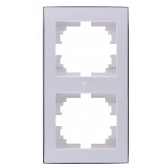 RAIN Рамка 2 поста вертикальная белая с боковой вставкой хром RAIN Рамка 2 поста вертикальная белая с боковой вставкой хром