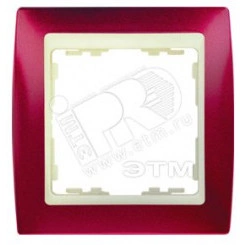 Рамка на 1 пост, S82, гранатовый металлик - сл.кость Рамка на 1 пост, S82, гранатовый металлик - сл.кость