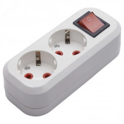 Розетка переносная разборная 2-местная с/з с выключателем, белый, Stekker Розетка переносная разборная 2-местная с/з с выключателем, белый, Stekker