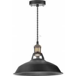 Светильник с плафоном провод 1.5м Е27 декор черный/бронза