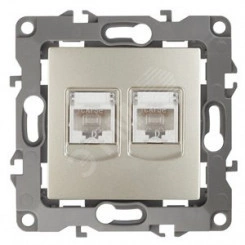Розетка информационная двойная 2XRJ45, Эра12, шампань, 12-3108-04 Розетка информационная двойная 2XRJ45, Эра12, шампань, 12-3108-04