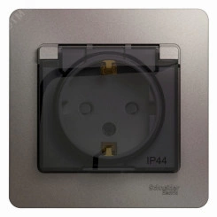 GLOSSA розетка с заземлением со шторками с крышкой в сборе IP44 платина GLOSSA розетка с заземлением со шторками с крышкой в сборе IP44 платина