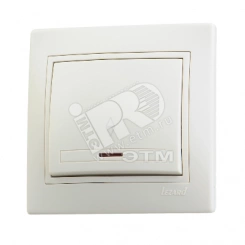 Мира Выключатель 1клавишный кремовый с подсветкой с кремовой вставкой