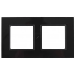 Рамка на 2 поста, стекло, Эра Elegance, чёрный+антр, 14-5102-05 Рамка на 2 поста, стекло, Эра Elegance, чёрный+антр, 14-5102-05