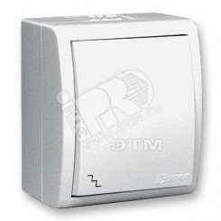 Simon15 Aqua Выключатель проходной (переключатель) с подсветкой IP54 10А 250В винтовой зажим S15A белый