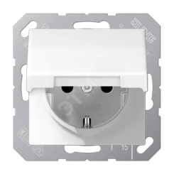 Розетка с откидной крышкой белая SCHUKO