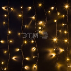 Гирлянда профессиональная Айсикл (бахрома) светодиодный, 6,0 х 1,5 м, черный провод КАУЧУК, 230 В, диоды ТЕПЛЫЙ БЕЛЫЙ, 480 LED NEON-NIGHT