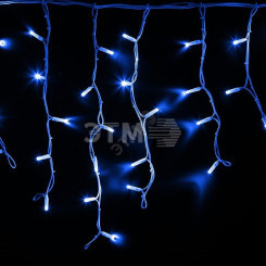 Гирлянда профессиональная Айсикл (бахрома) светодиодный, 4,0 х 0,6 м, белый провод КАУЧУК, 230 В, диоды синие, 128 LED