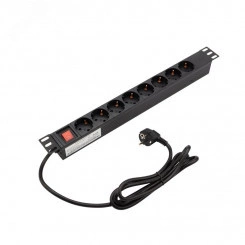 Блок розеток 19. 1U. 10 А. 8 розеток. корпус алюминий. со шнуром питания Блок розеток 19. 1U. 10 А. 8 розеток. корпус алюминий. со шнуром питания