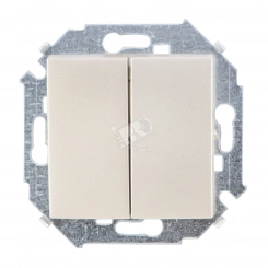 Simon15 Выключатель двухклавишный 16А 250В винтовой зажим шампань