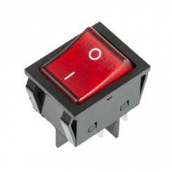 Выключатель клавишный 250V 30А (4с) ON-OFF красный с подсветкой  REXANT