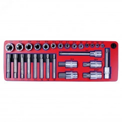 Набор торцевых насадок и головок TORX ложемент 28 предметов Набор торцевых насадок и головок TORX ложемент 28 предметов