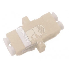 Адаптер оптический проходной LC/PC-LC/PC MM duplex пластиковый бежевый/белые колпачки