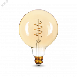 Лампа светодиодная LED 6 Вт 360 Лм 2400К теплая Е27 G125 golden flexible Filament Gauss