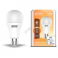 Лампа светодиодная умная LED 10 Вт 1055 Лм 2700К E27 A60 диммируемая управление по Wi-Fi Smart Home Gauss Лампа светодиодная умная LED 10 Вт 1055 Лм 2700К E27 A60 диммируемая управление по Wi-Fi Smart Home Gauss