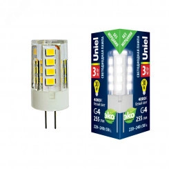 Лампа светодиодная прозрачная Белый свет (4000К) LED-JC-220/3W/4000K/G4/CL GLZ09TR Лампа светодиодная прозрачная Белый свет (4000К) LED-JC-220/3W/4000K/G4/CL GLZ09TR