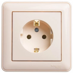 W59 Розетка с заземлением без шторок, 16А, в сборе, слоновая кость W59 Розетка с заземлением без шторок, 16А, в сборе, слоновая кость