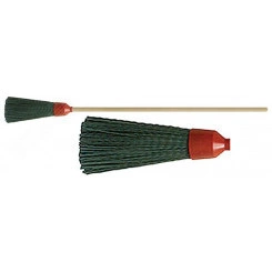 Метла пластиковая №10, круглая черная с деревянным черенком 120х260х1360 мм Метла пластиковая №10, круглая черная с деревянным черенком 120х260х1360 мм