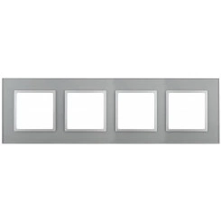 Рамка на 4 поста, стекло, Эра Elegance, алюминий+алюм, 14-5104-03