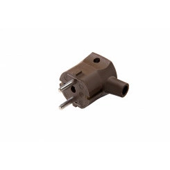 Угловая кабельная вилка с защит. контактом и 2-й системой заземления CEE7/VII,16A 2P+E 250V, коричневый