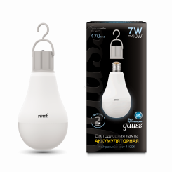 Лампа светодиодная LED 7 Вт 470 Лм 4100К белая E27 A60 с Li-Ion аккумулятором Black Gauss