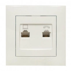 Розетка компьютерная + телефонная 2-м СП Валенсия RJ45 + RJ11 бел. PROxima EKF EWK02-035-30 Розетка компьютерная + телефонная 2-м СП Валенсия RJ45 + RJ11 бел. PROxima EKF EWK02-035-30