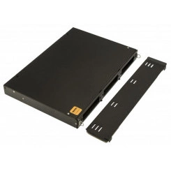 Бокс оптический FO-19V-1U-3хSLT-W130H30-24UN-BK универс. выдвижной 19дюйм от 8 до 24 портов (SC duplex LC ST FC) (со спайс. пласт. без пигтейлов. и прох. адапт.) черн. Hyperline 401216
