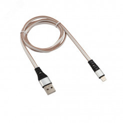Кабель USB-Lightning 2.4 A, 1 м, белая нейлоновая оплетка