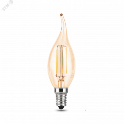Лампа светодиодная LED 5 Вт 400 Лм 2700К теплая Е14 Свеча на ветру golden Filament Gauss