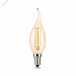 Лампа светодиодная LED 5 Вт 400 Лм 2700К теплая Е14 Свеча на ветру golden Filament Gauss