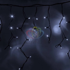 Гирлянда профессиональная Айсикл (бахрома) светодиодный 5.6х0.9м с эффектом мерцаниячерный провод 220В белый