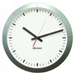 Вторичные аналоговые часы, 30 см, часы/мин/сек(шаг), циферблат - метки часов, цвет корпуса серебристый NTP-PoE