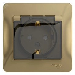 GLOSSA Розетка с заземлением со шторками с крышкой титан в сборе IP44 GLOSSA Розетка с заземлением со шторками с крышкой титан в сборе IP44
