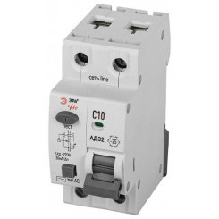 Выключатель автоматический дифференциального тока 1P+N C10 30мА тип АC защита 230В АВДТ 4.5кА PRO D32E2C10АC30P АД32 электронное Эра Б0057356