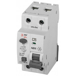 Выключатель автоматический дифференциального тока 1P+N C25 30мА тип АC защита 230В АВДТ 4.5кА PRO D32E2C25АC30P АД32 электронное Эра Б0057352