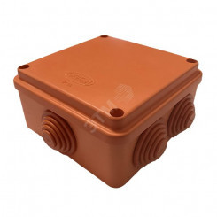 Коробка распределительная 100х100х50 (6 муфт д32), крышка на винтах, IP55, ОП, оранжевый, негорючая, ПВ-0