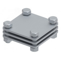 Соединитель с промежуточной пластиной для параллельного и перпендикулярного соединения полосы до 40 мм. Материал - горячеоцинкованная сталь.